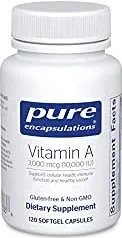 Pure Encapsulations Vitamin A 10,000 IU from cod liver oil 120 softgel capsules per bottle